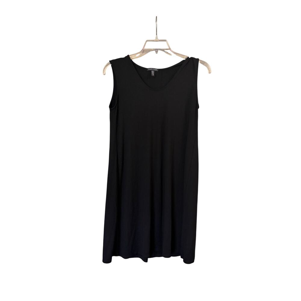 Eileen Fisher Womens Size Small Black Viscose Lycra Sleeveless Tank Tunic Dress